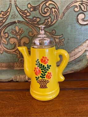 Vintage 1970s Avon Yellow Koffee Klatch Bath Oil Bottle